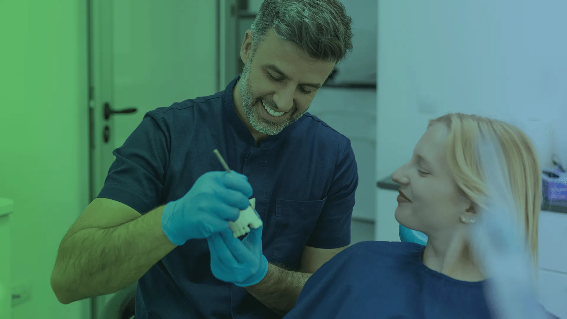 Dentist showing how crowns work.
